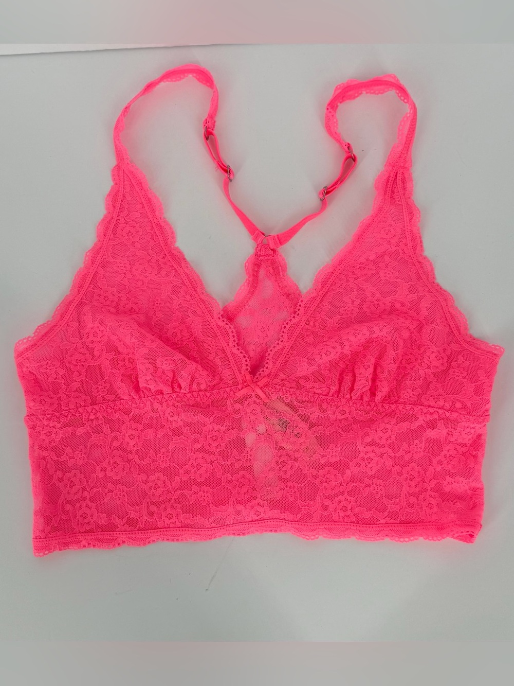 Victoria's Secret Hot Bright Pink Lace Bralette Size Large New NWT